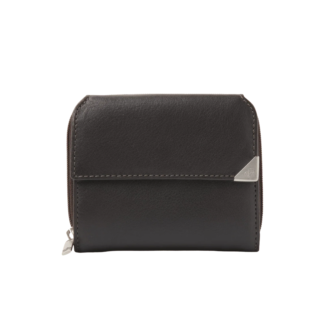 Voorkant van de dR Amsterdam _15179_ dames portemonnee donkerbruin #kleur_donkerbruin