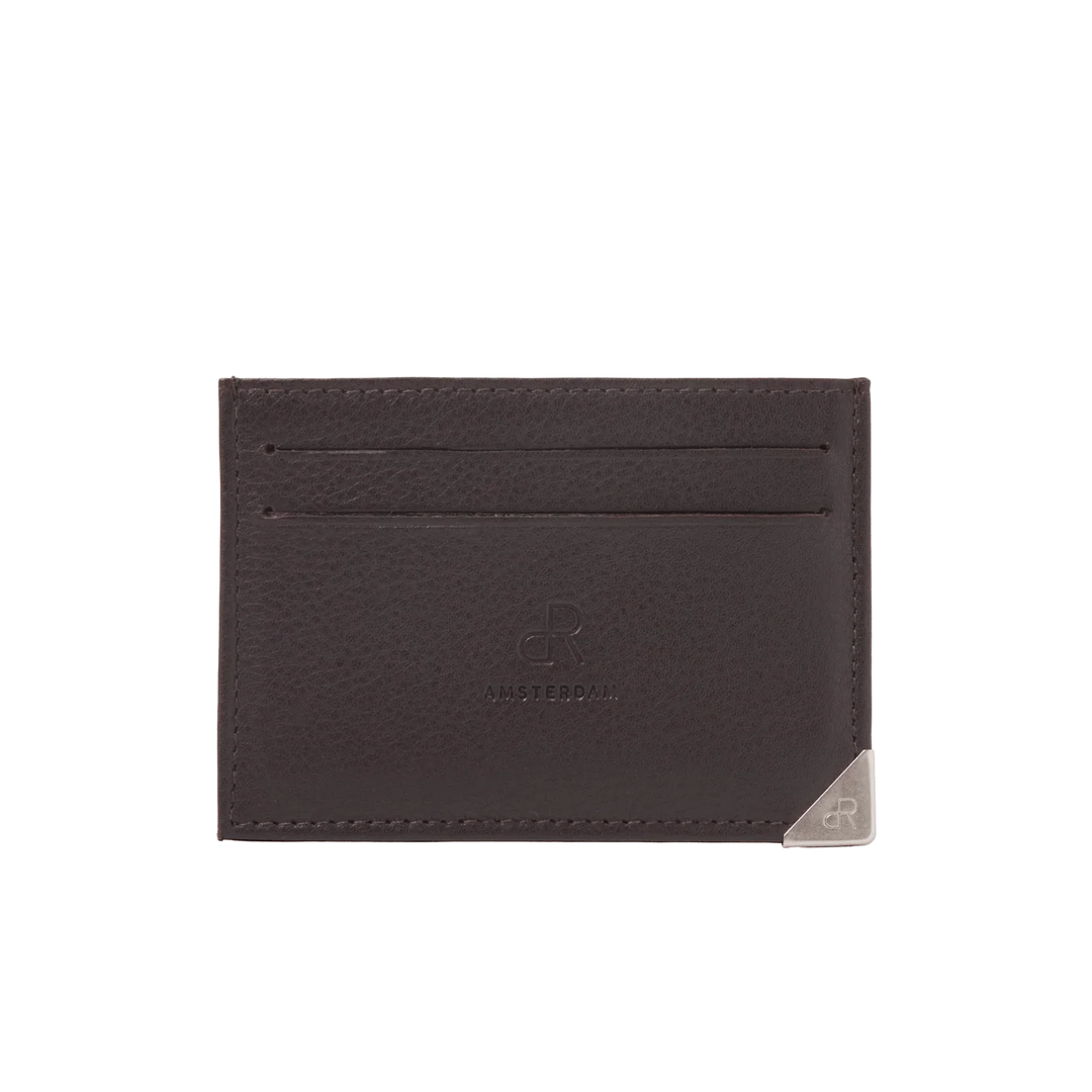 Voorkant van de dR Amsterdam _15619_ creditcard etui in het donkerbruin #kleur_donkerbruin