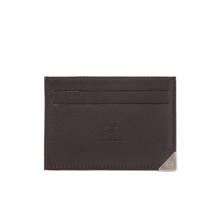 Voorkant van de dR Amsterdam _15619_ creditcard etui in het donkerbruin #kleur_donkerbruin