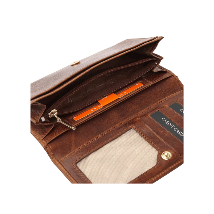 Binnenkant van de dR Amsterdam 28159cognac dames portemonnee #kleur_cognac