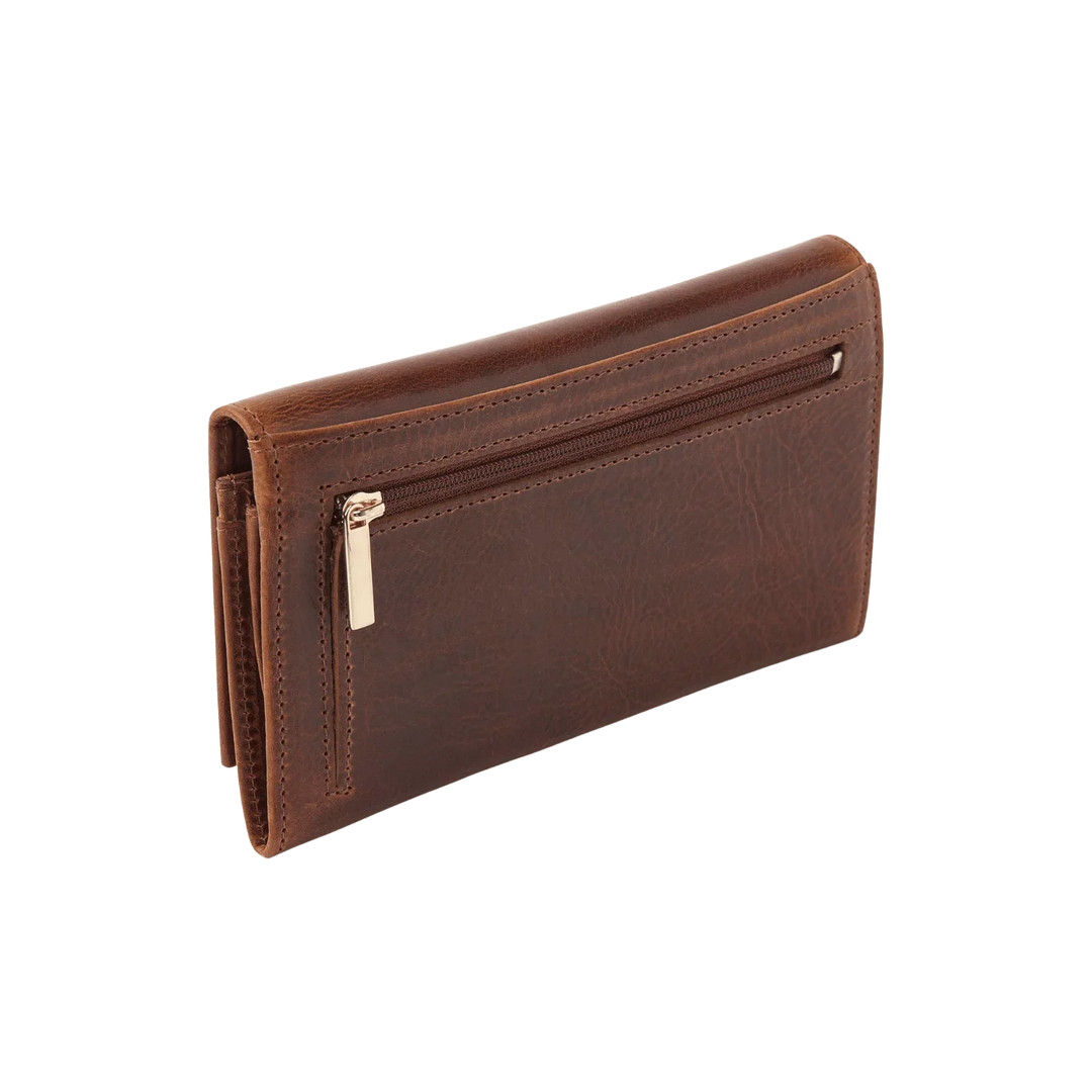 Achterkant van de dR Amsterdam 28159cognac dames portemonnee #kleur_cognac