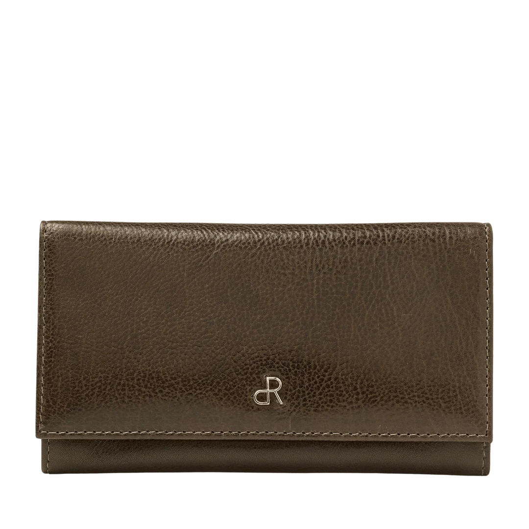 Voorkant van de dR Amsterdam 28159 donkergroen dames portemonnee #kleur_donkergroen