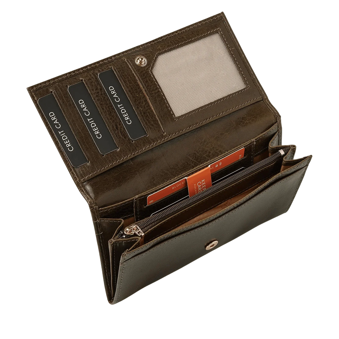 Binnenkant van de dR Amsterdam 28159 donkergroen dames portemonnee #kleur_donkergroen