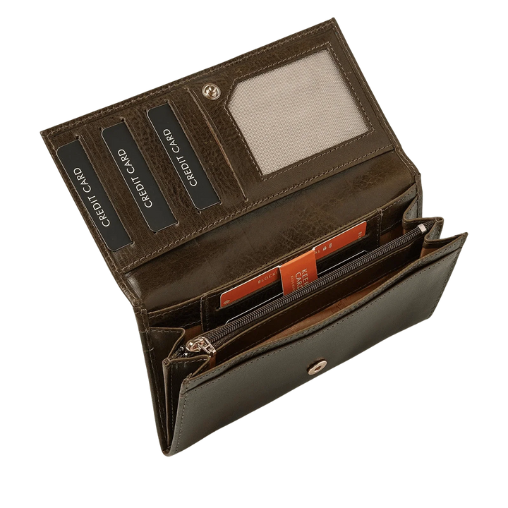 Binnenkant van de dR Amsterdam 28159 donkergroen dames portemonnee #kleur_donkergroen