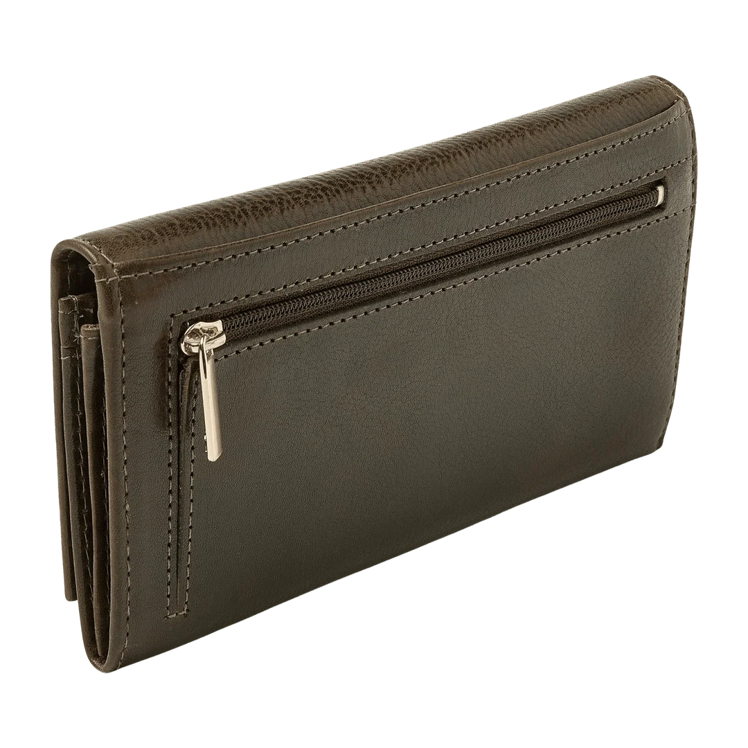 Achterkant van de dR Amsterdam 28159 donkergroen dames portemonnee #kleur_donkergroen