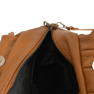 Binnenkant Giuliano leren handtas cognac