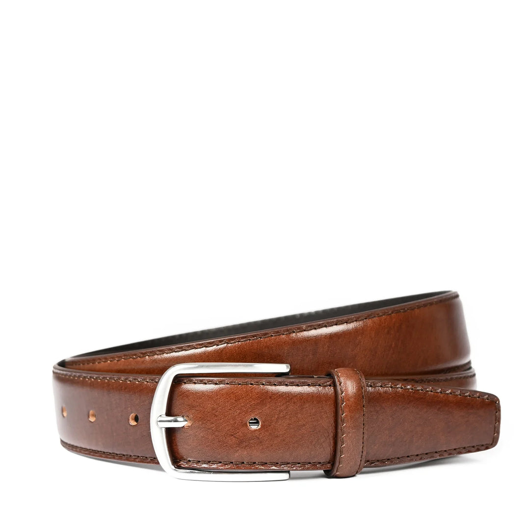 Voorkant van de Castelijn en Beerens herenriem cognac #kleur_cognac