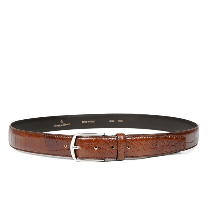 Voorkant van de Castelijn en Beerens herenriem croco-cognac #kleur_croco-cognac