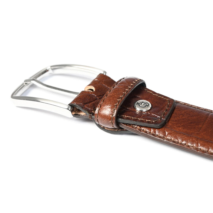 Details van de Castelijn en Beerens herenriem croco cognac #kleur_croco-cognac