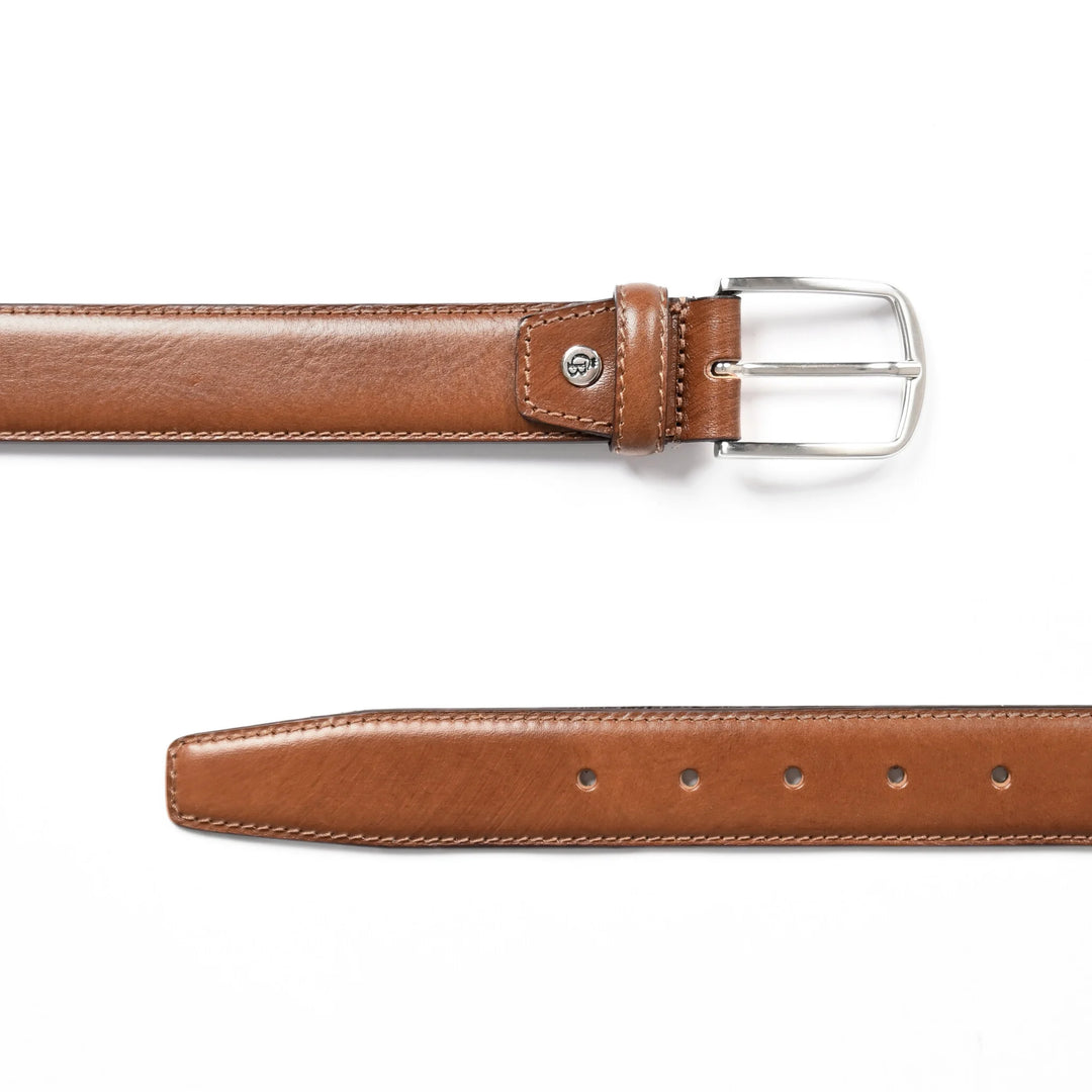 Voor en achterkant van de Castelijn en Beerens herenriem natual #kleur_natural