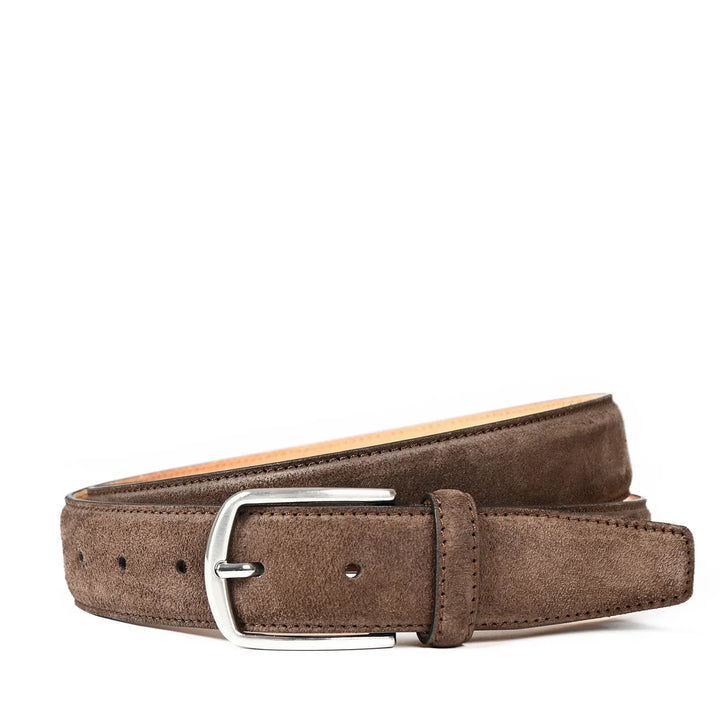 Voorkant van de Castelijn en beerens suede herenriem mocca #kleur_mocca