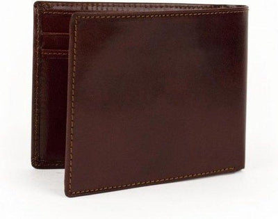 Leren heren portemonnee, kastanjebruin, twee vakken, 7 vakken voor pasjes, ideaal billfold maat. - Gielen Lederwaren