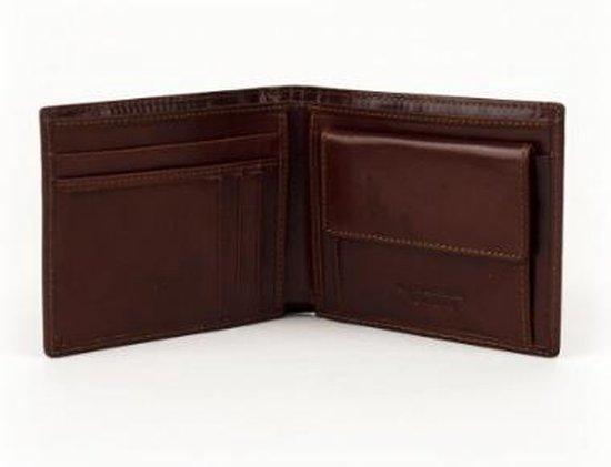 Leren heren portemonnee, kastanjebruin, twee vakken, 7 vakken voor pasjes, ideaal billfold maat. - Gielen Lederwaren