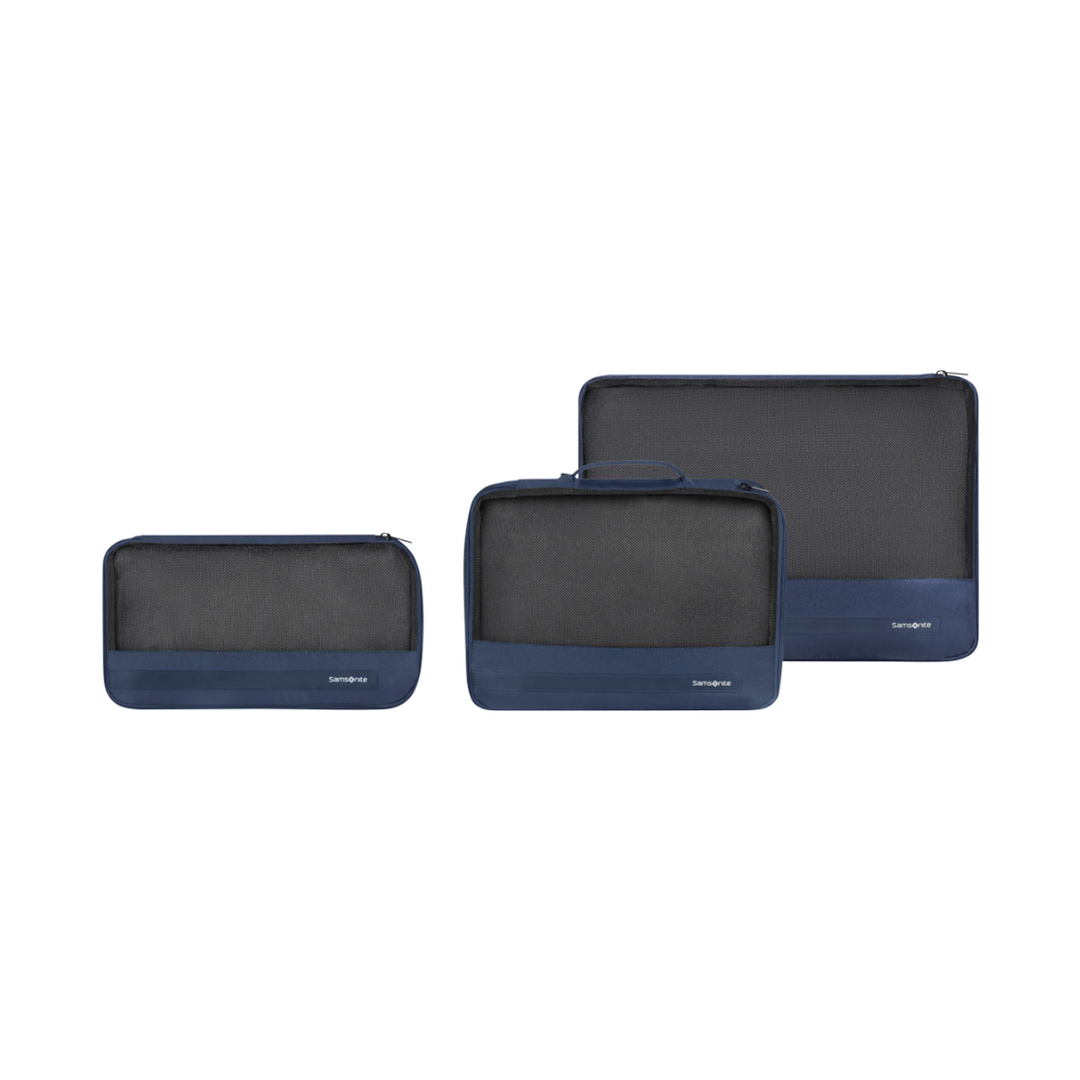 Voorkant set compressie packing cubes #kleur_navy