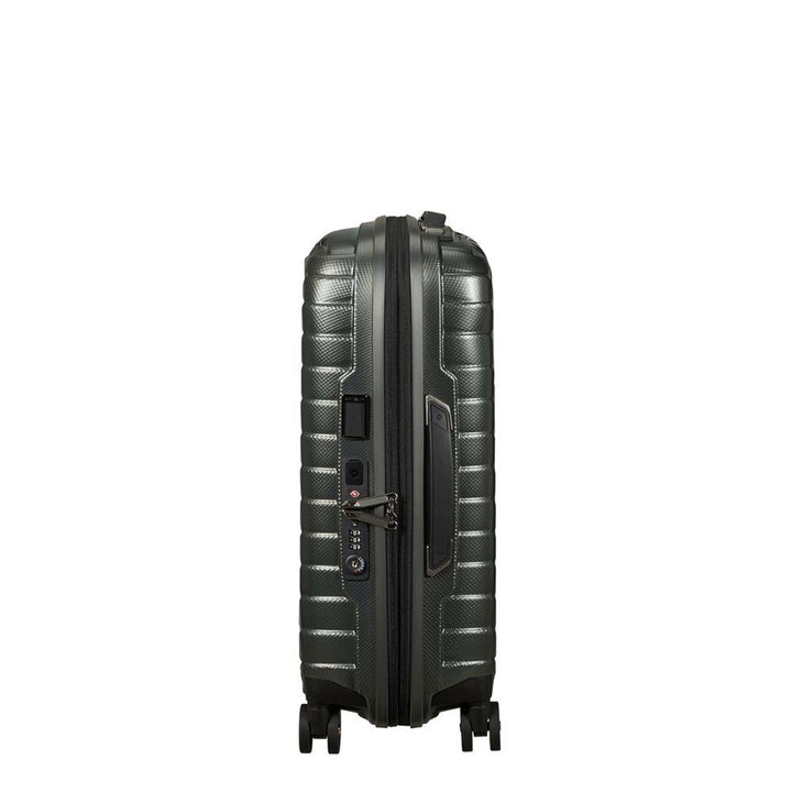 Zijkant met TSA slot Samsonite Proxis handbagage donkergroen #kleur_donker-groen
