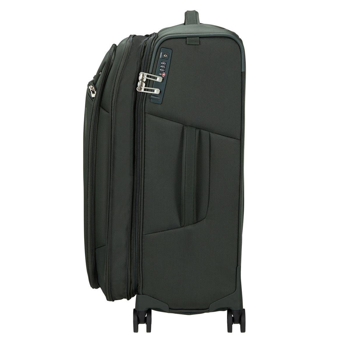 Zijkant met TSA slot en EXP uit #kleur_donker-groen
